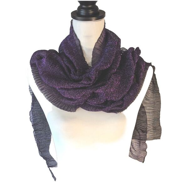 Shawl Wrap Scarf Glistening Purple Thread with Black 16" x 76"See Photos Meas - Picture 4 of 9